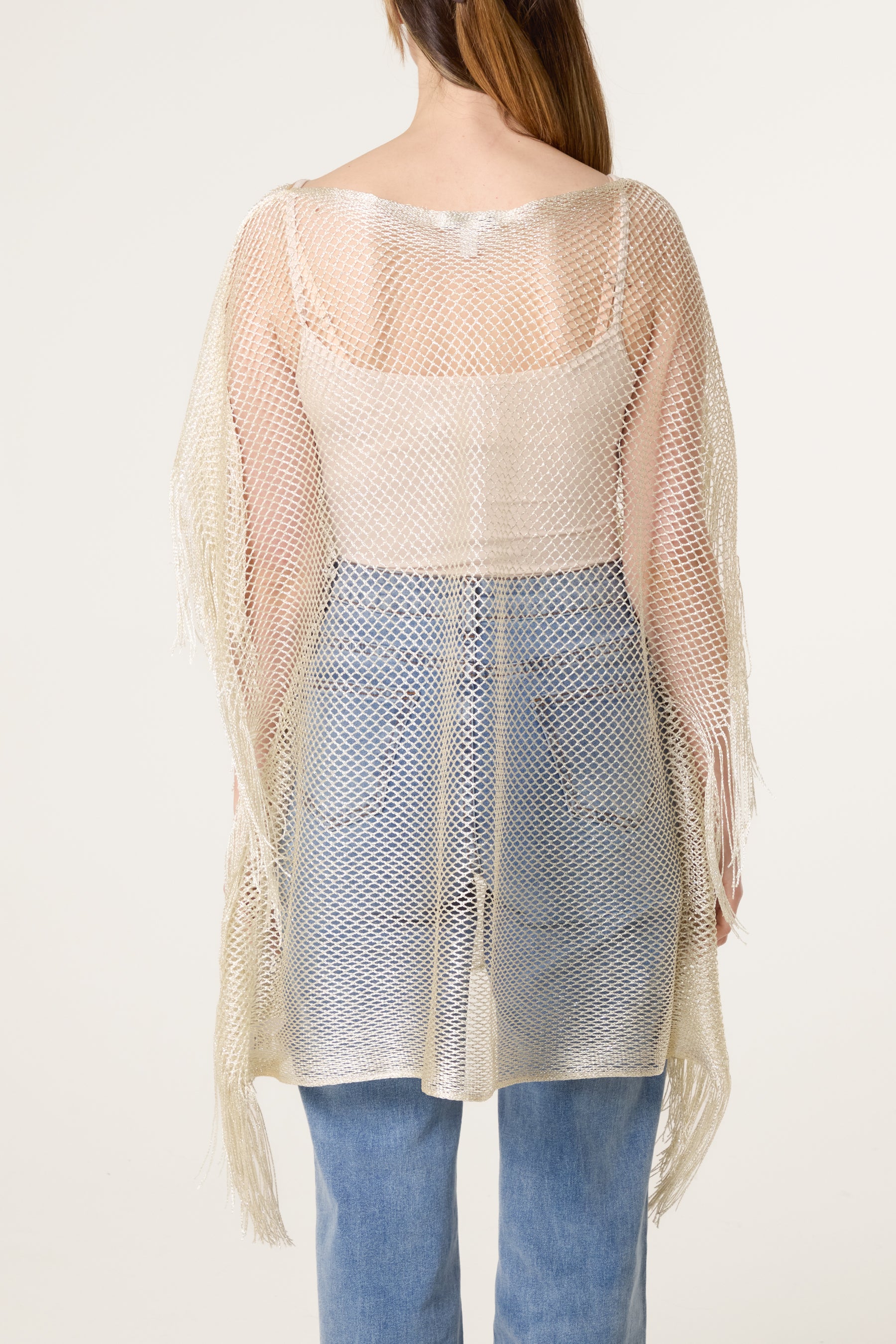 Mesh Net Metallic Poncho