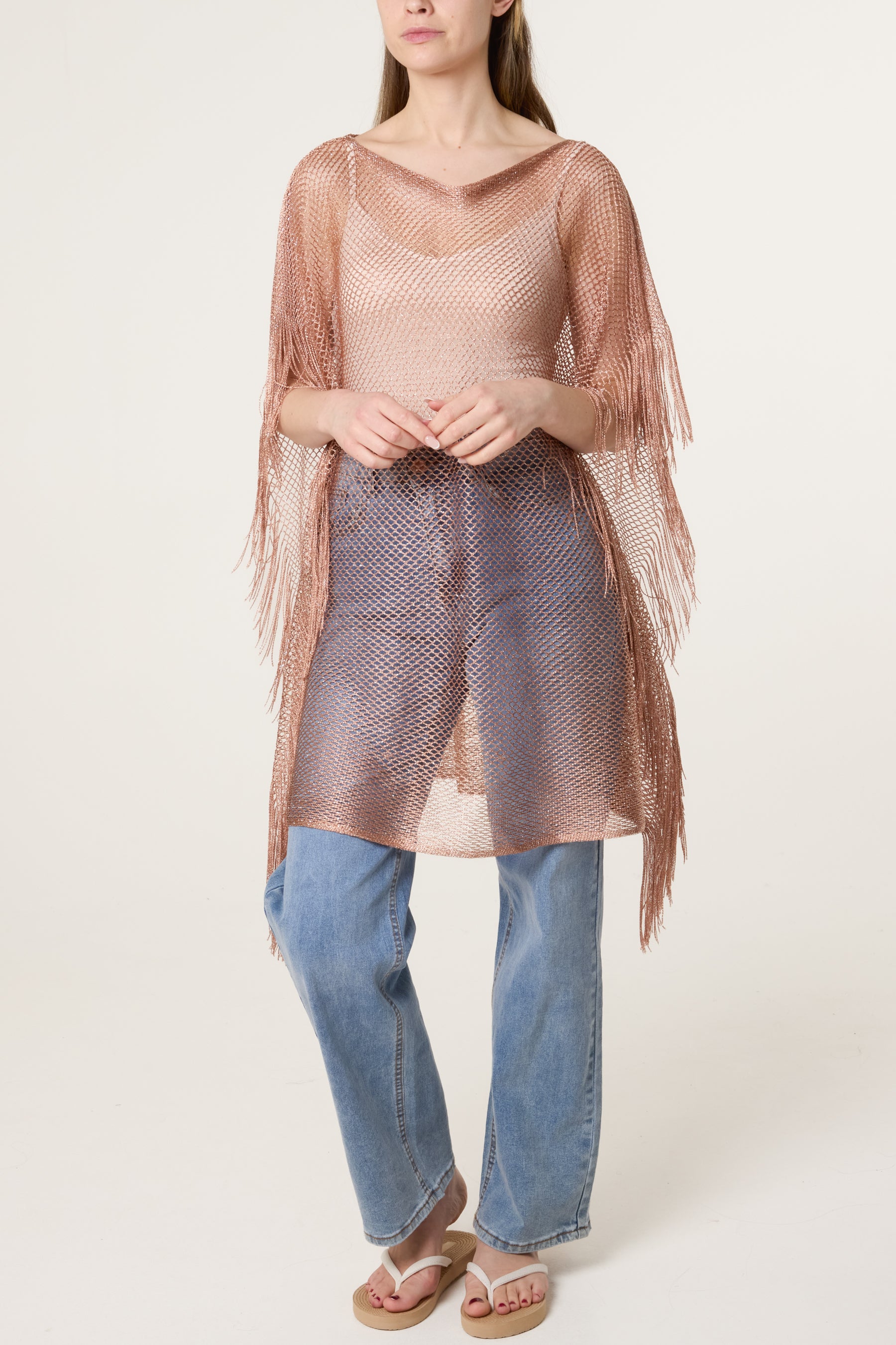 Mesh Net Metallic Poncho