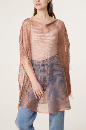 Mesh Net Metallic Poncho