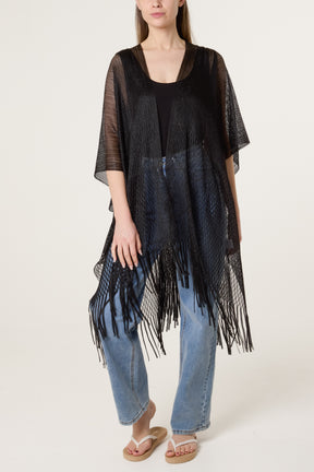 Metallic Mesh Tassel Cape