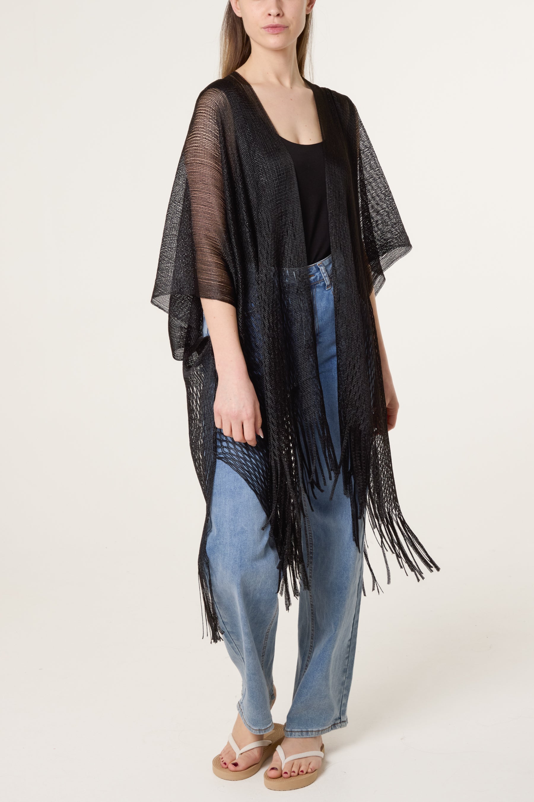 Metallic Mesh Tassel Cape