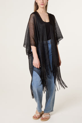 Metallic Mesh Tassel Cape