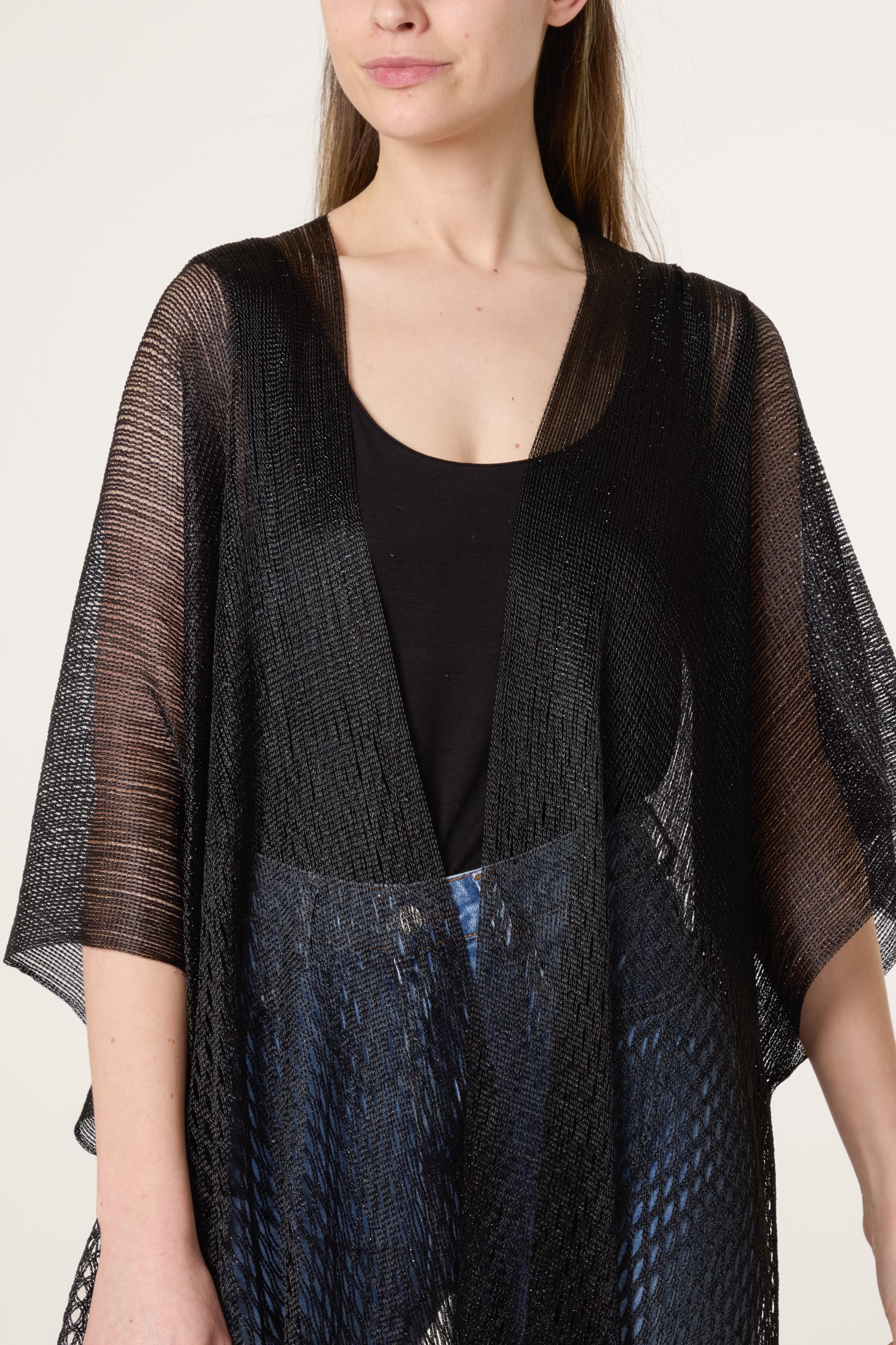 Metallic Mesh Tassel Cape