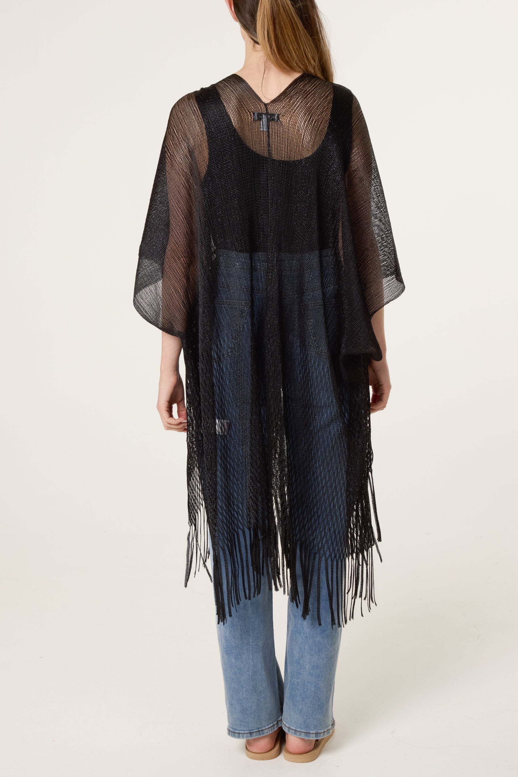 Metallic Mesh Tassel Cape