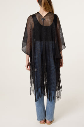 Metallic Mesh Tassel Cape