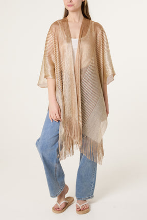 Metallic Mesh Tassel Cape
