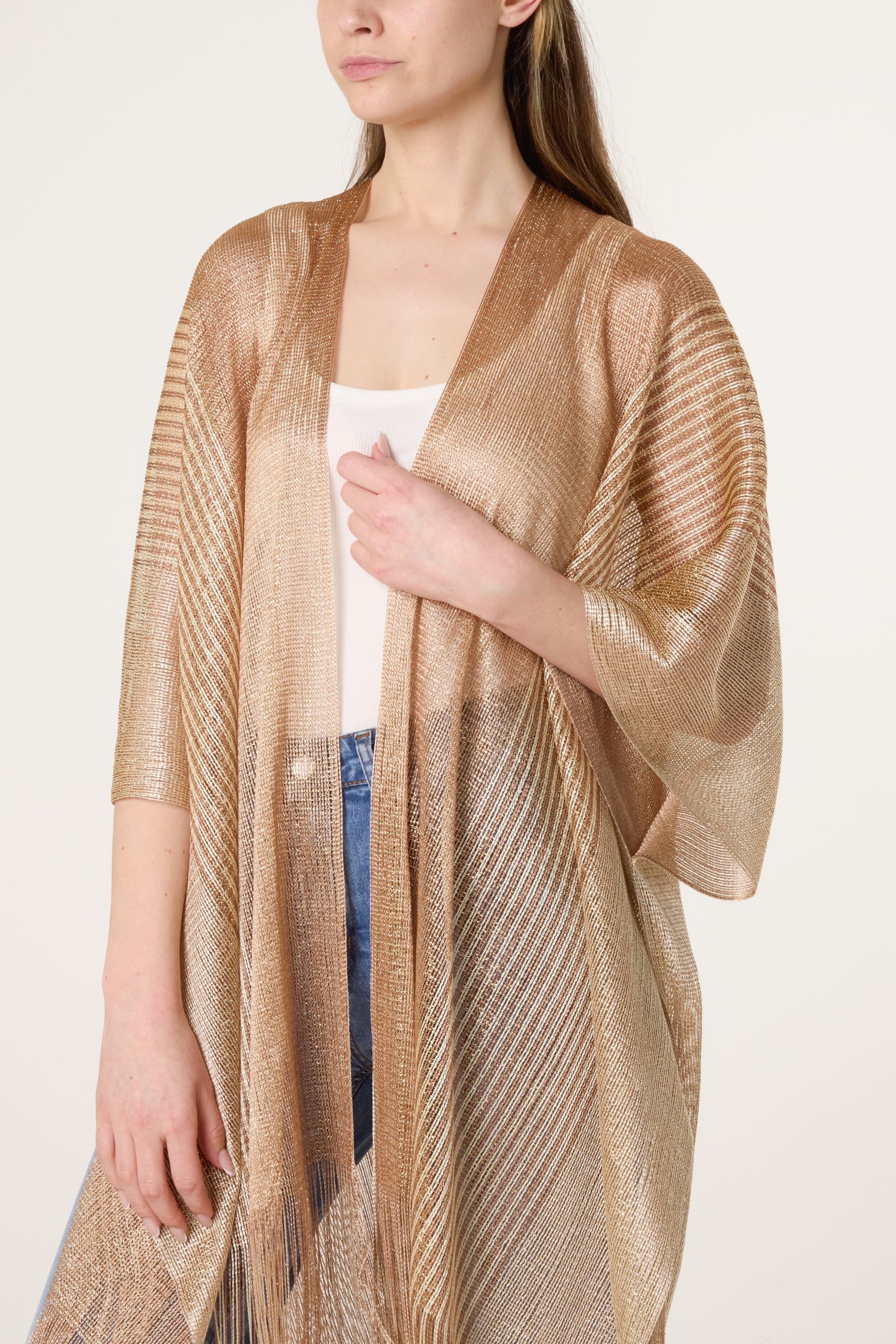 Metallic Mesh Tassel Cape
