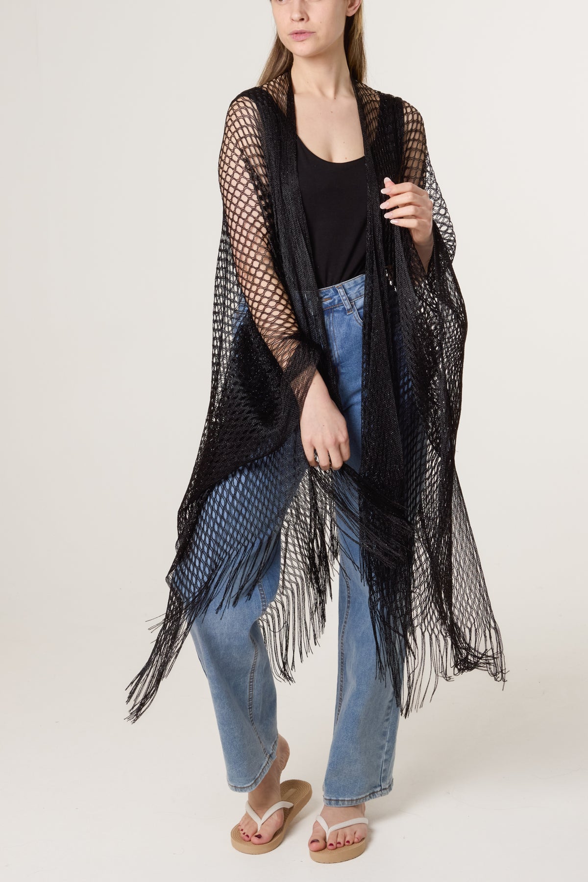 Metallic Net Longline Cape