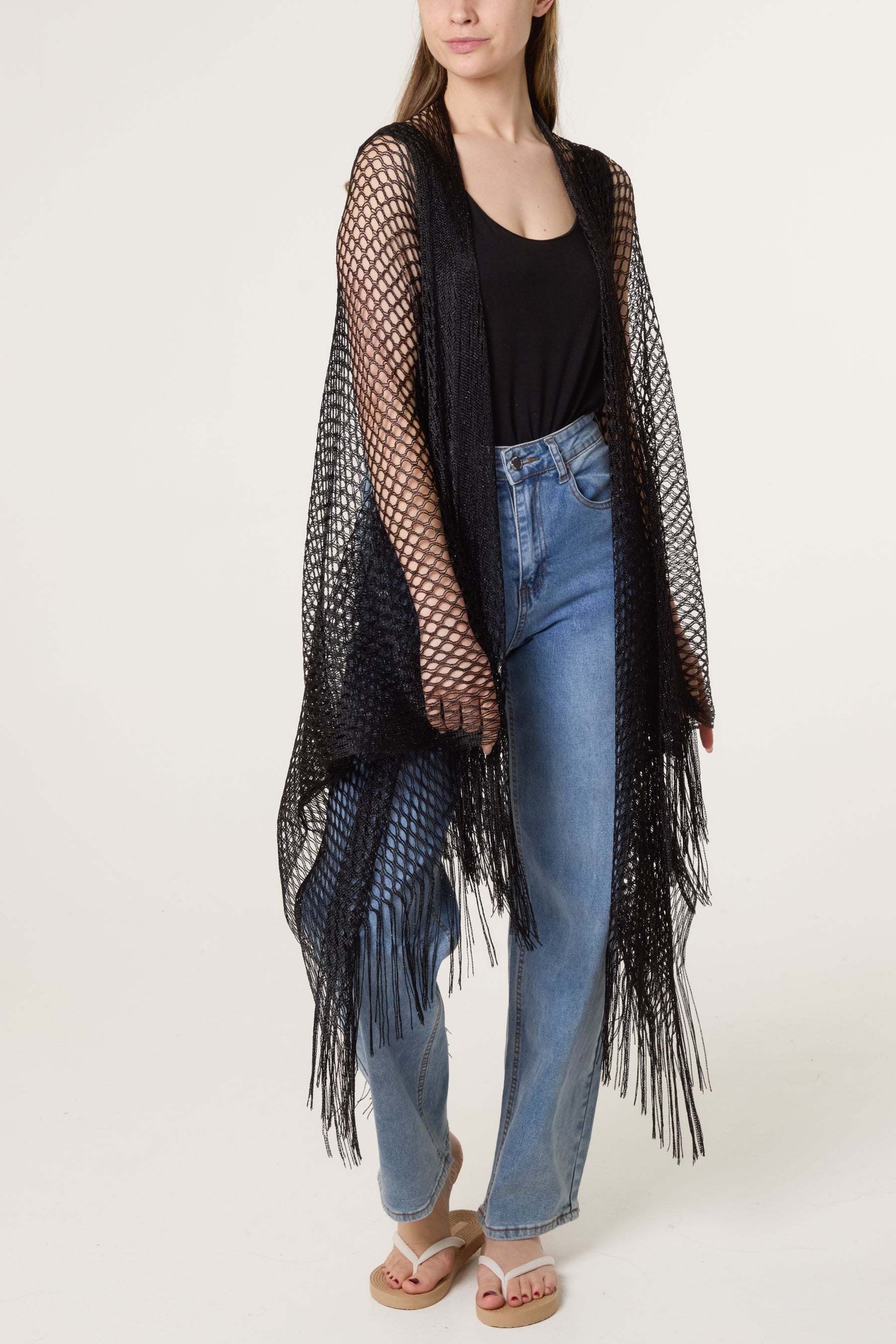 Metallic Net Longline Cape