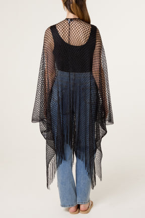 Metallic Net Longline Cape