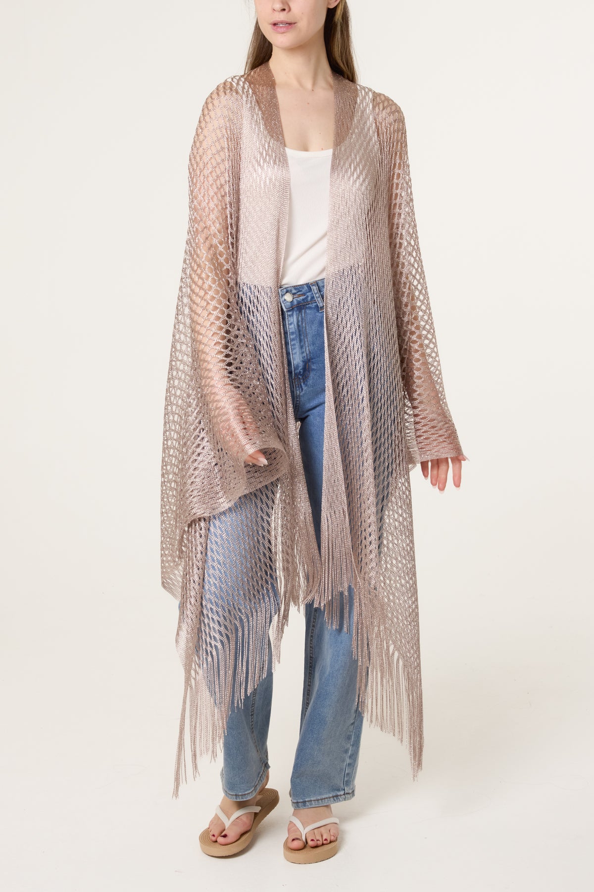 Metallic Net Longline Cape