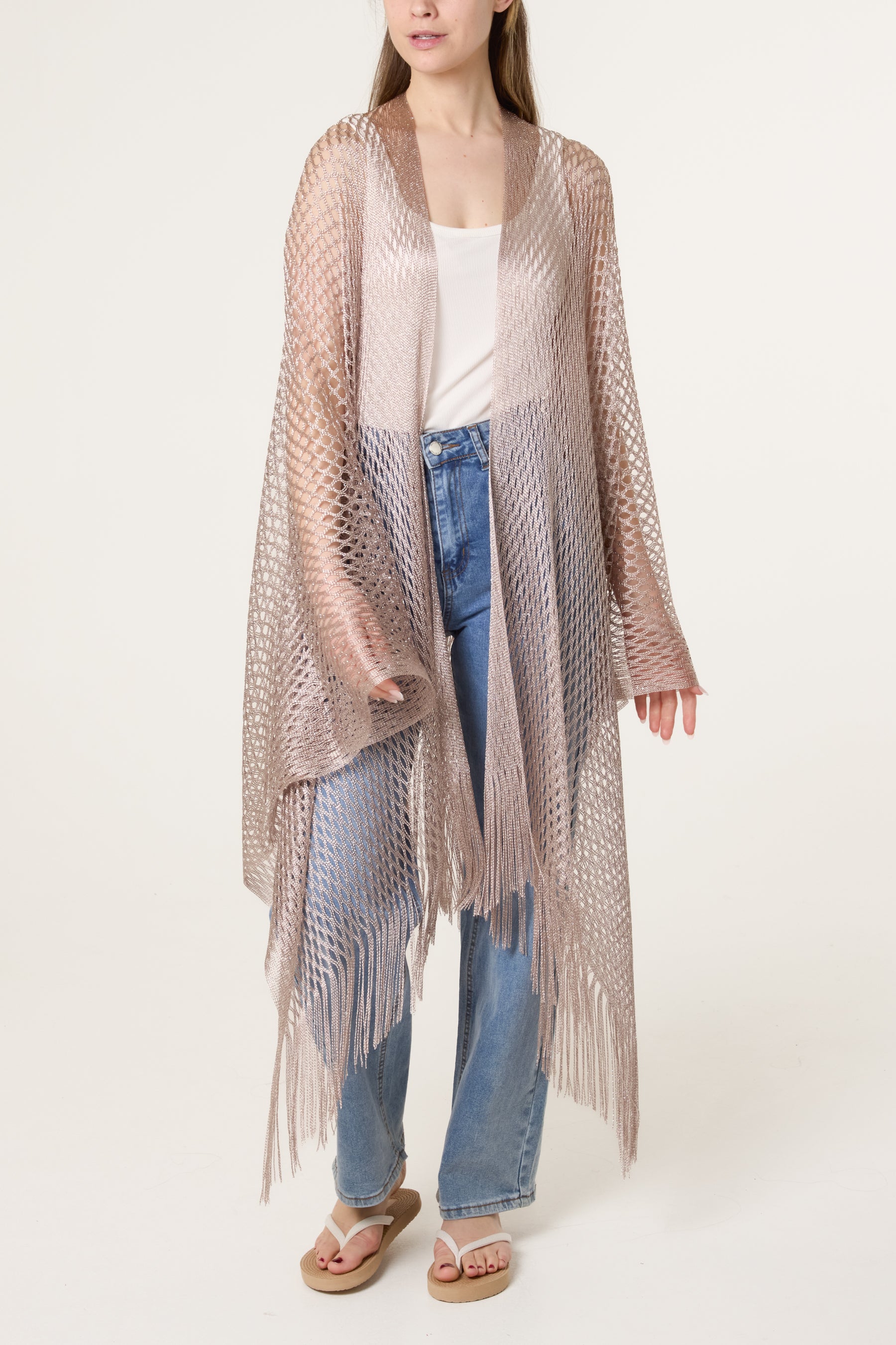 Metallic Net Longline Cape