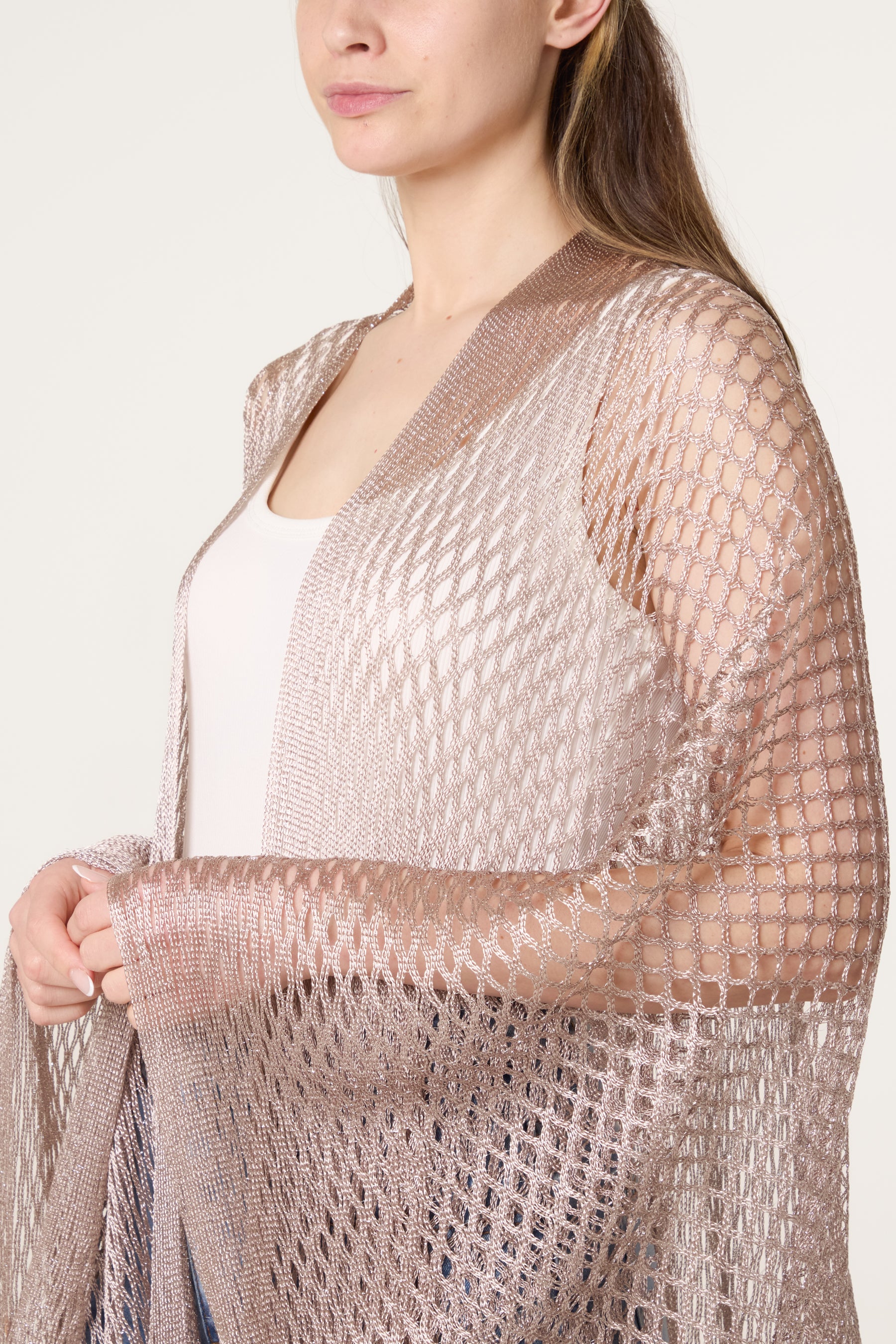 Metallic Net Longline Cape