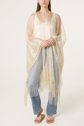 Metallic Net Longline Cape