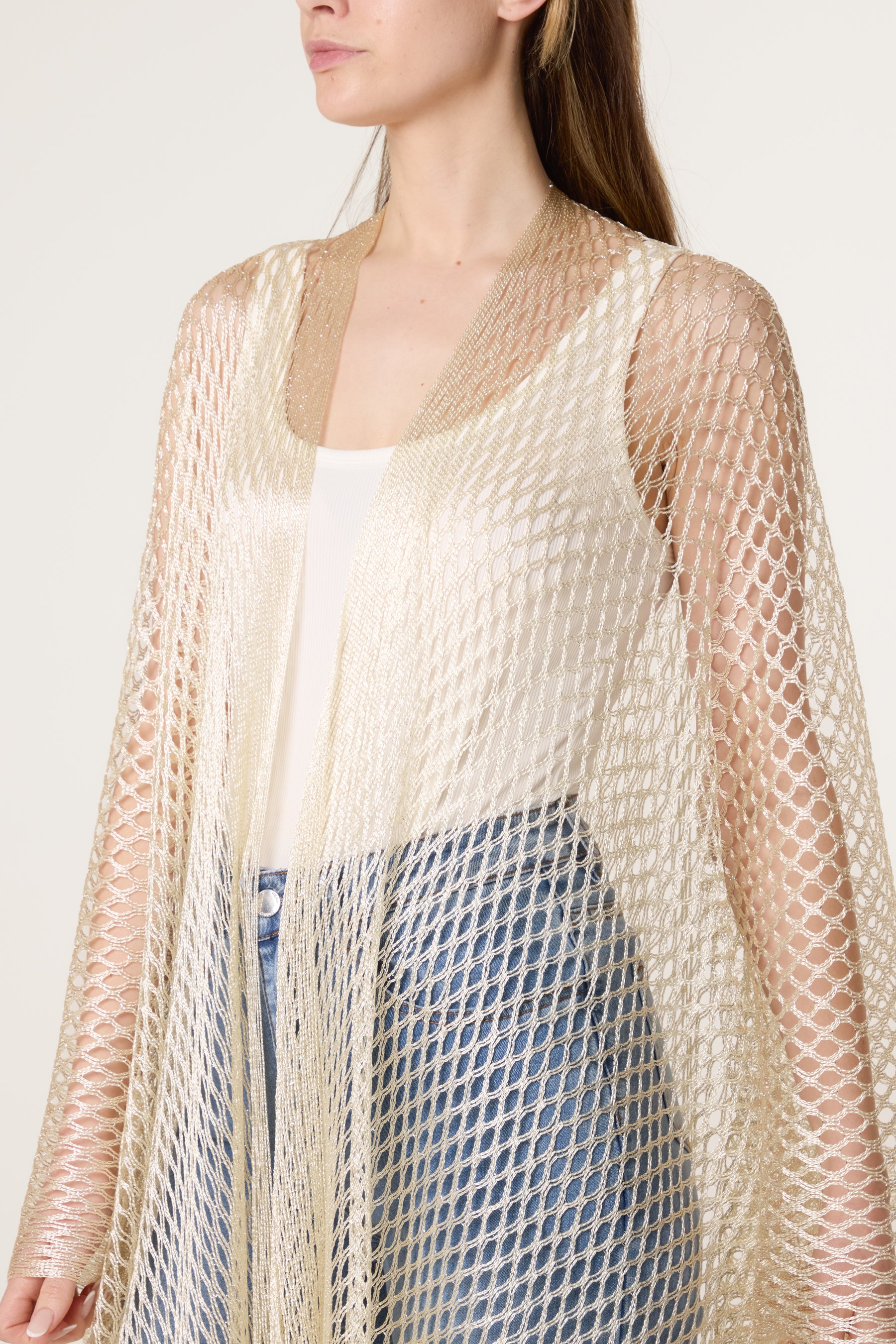 Metallic Net Longline Cape