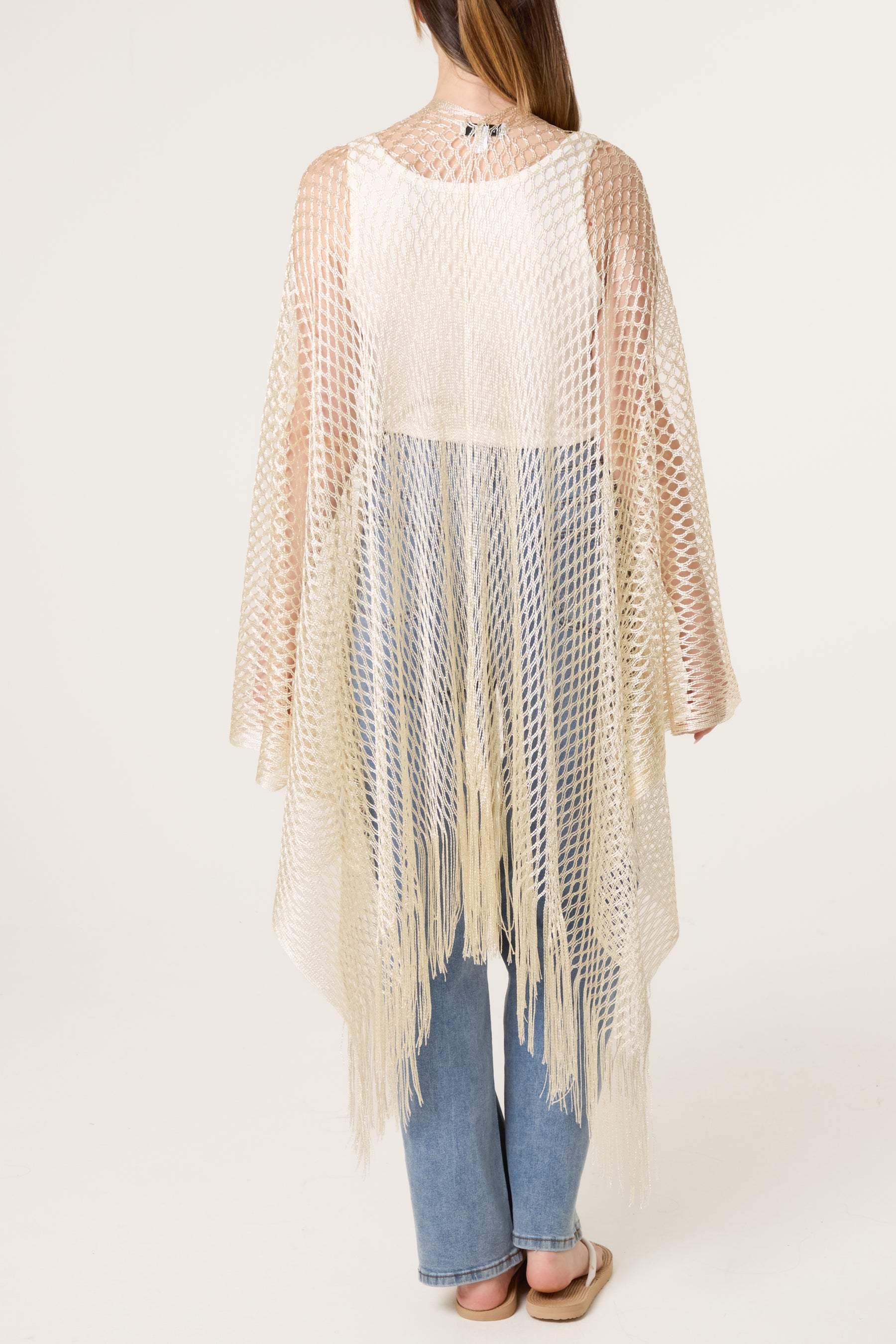 Metallic Net Longline Cape