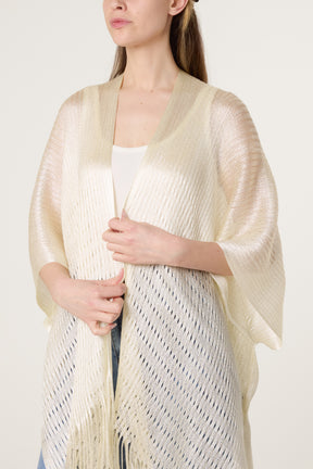 Textured Knit Tassel Cape