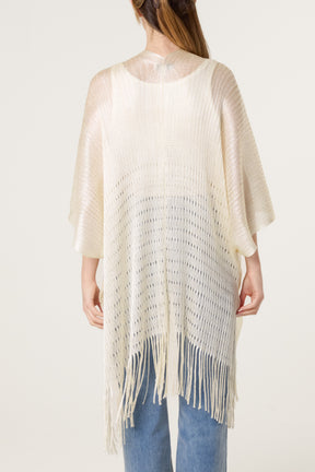 Textured Knit Tassel Cape