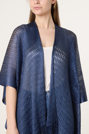 Textured Knit Tassel Cape