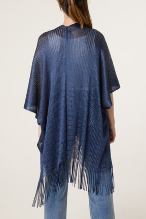 Textured Knit Tassel Cape