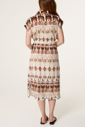 Aztec Drawstring Shirt Dress