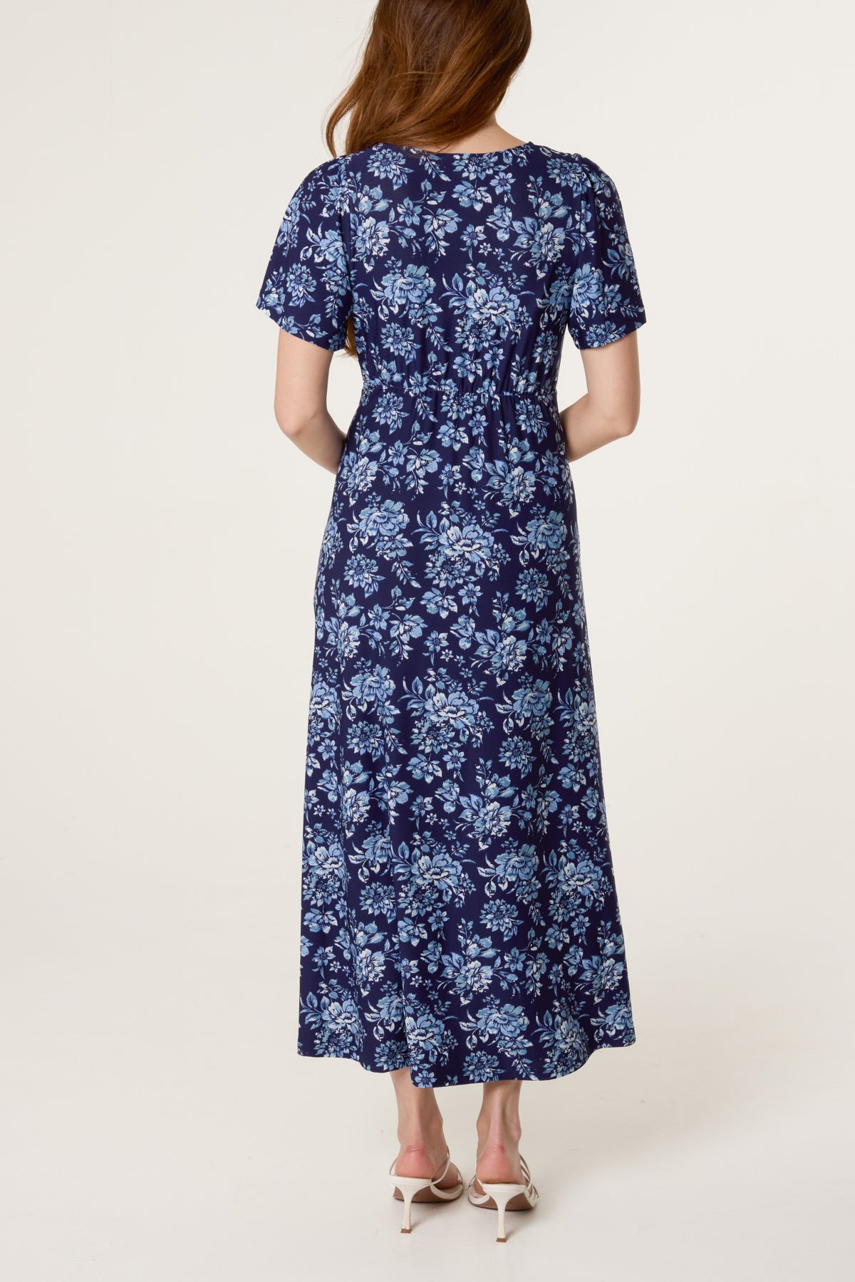 Button Through Blue Florals Dress