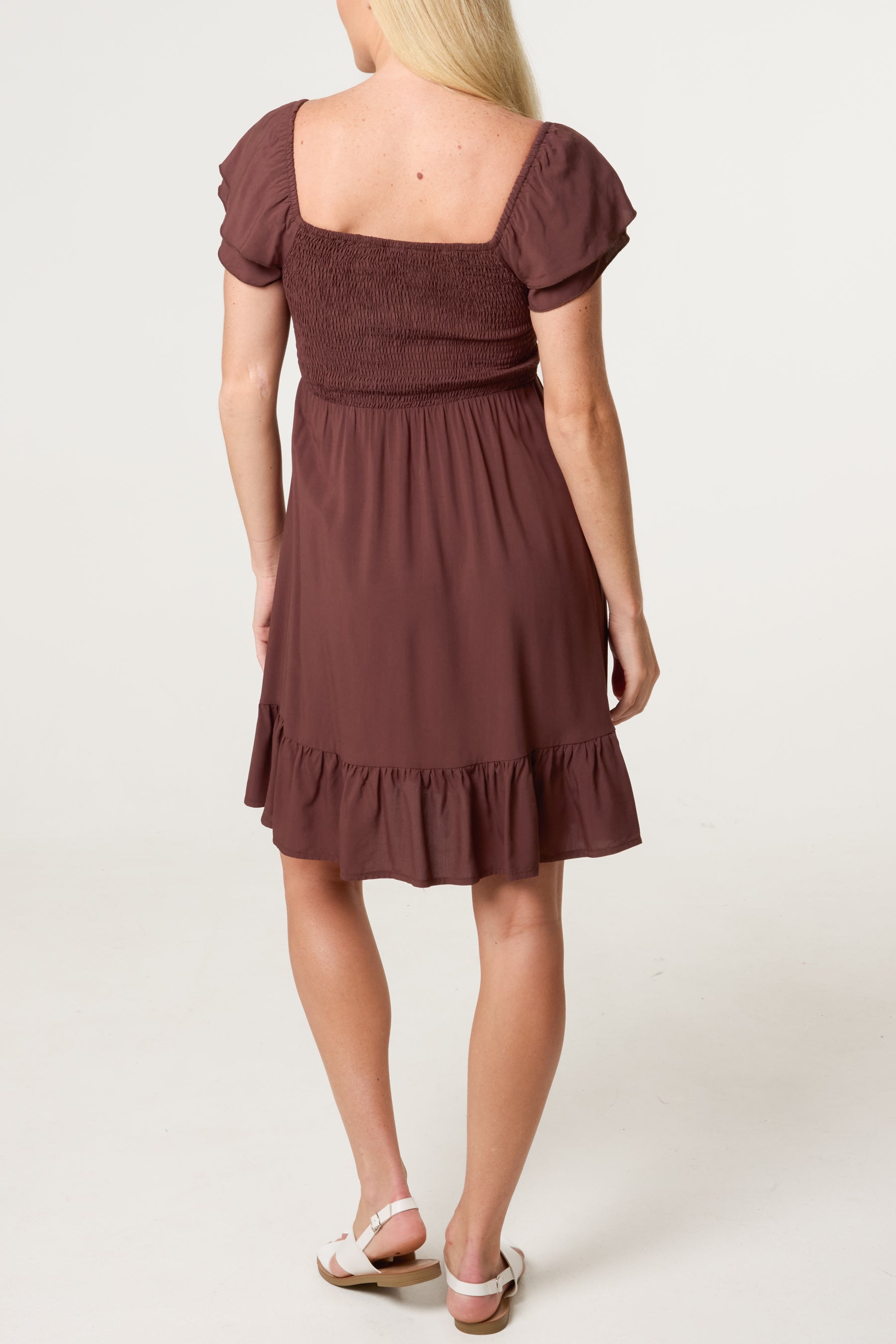 Shirred Bust Smock Mini Dress