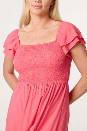 Shirred Bust Smock Mini Dress
