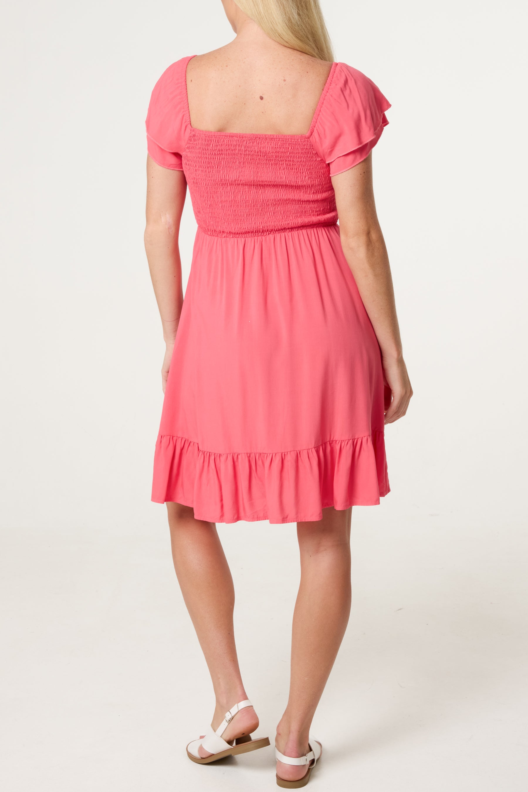 Shirred Bust Smock Mini Dress