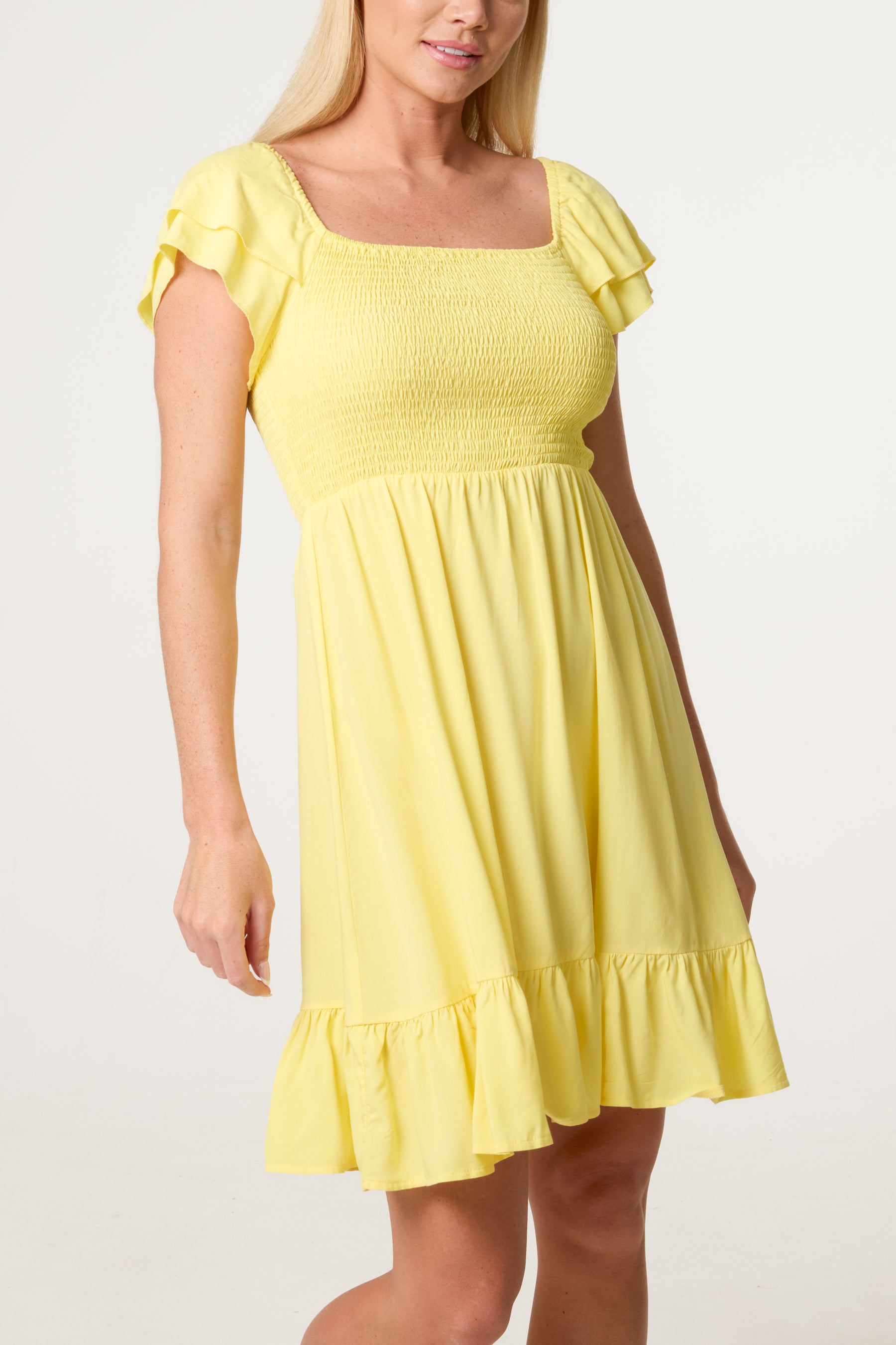 Shirred Bust Smock Mini Dress