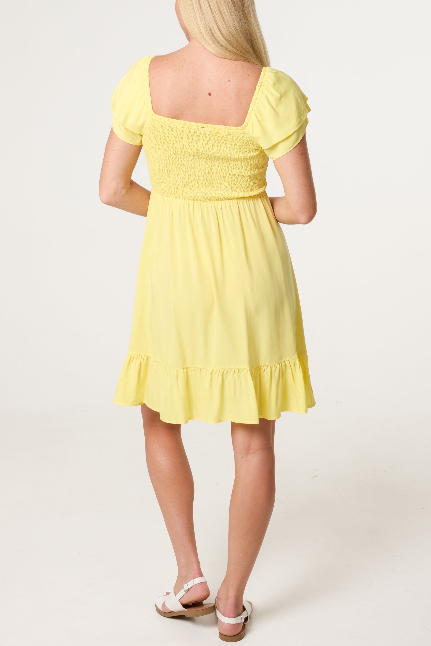 Shirred Bust Smock Mini Dress