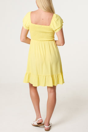 Shirred Bust Smock Mini Dress