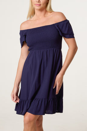 Shirred Bust Smock Mini Dress