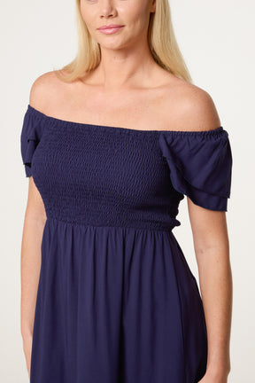 Shirred Bust Smock Mini Dress