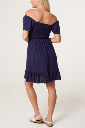 Shirred Bust Smock Mini Dress