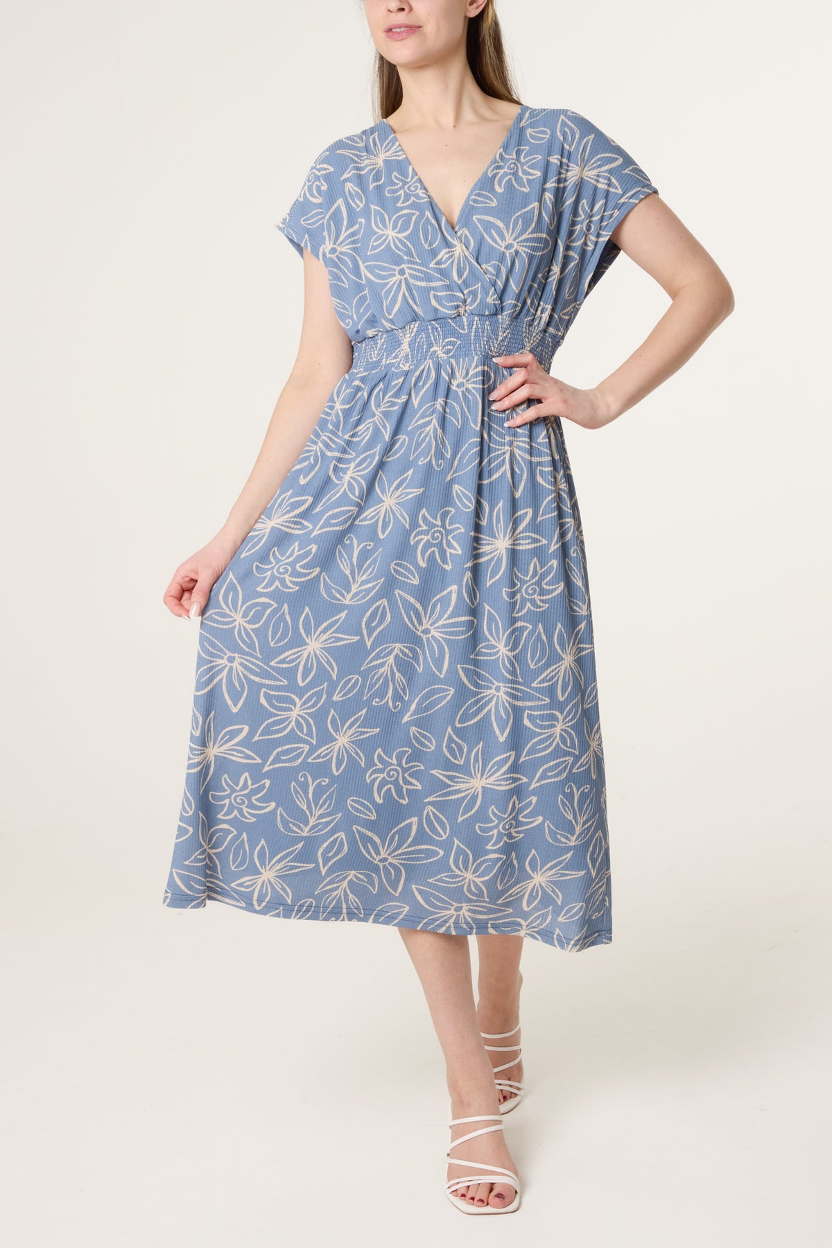 Wrap Front Tropical Flower Dress