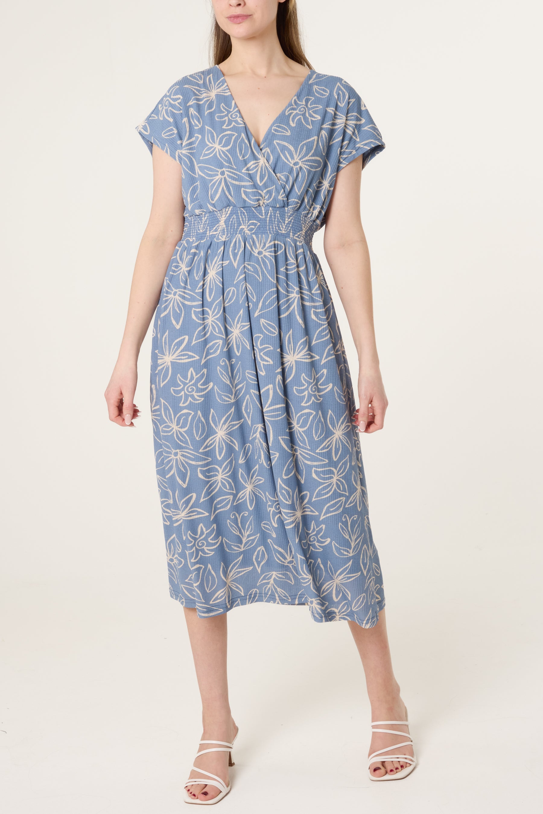 Wrap Front Tropical Flower Dress