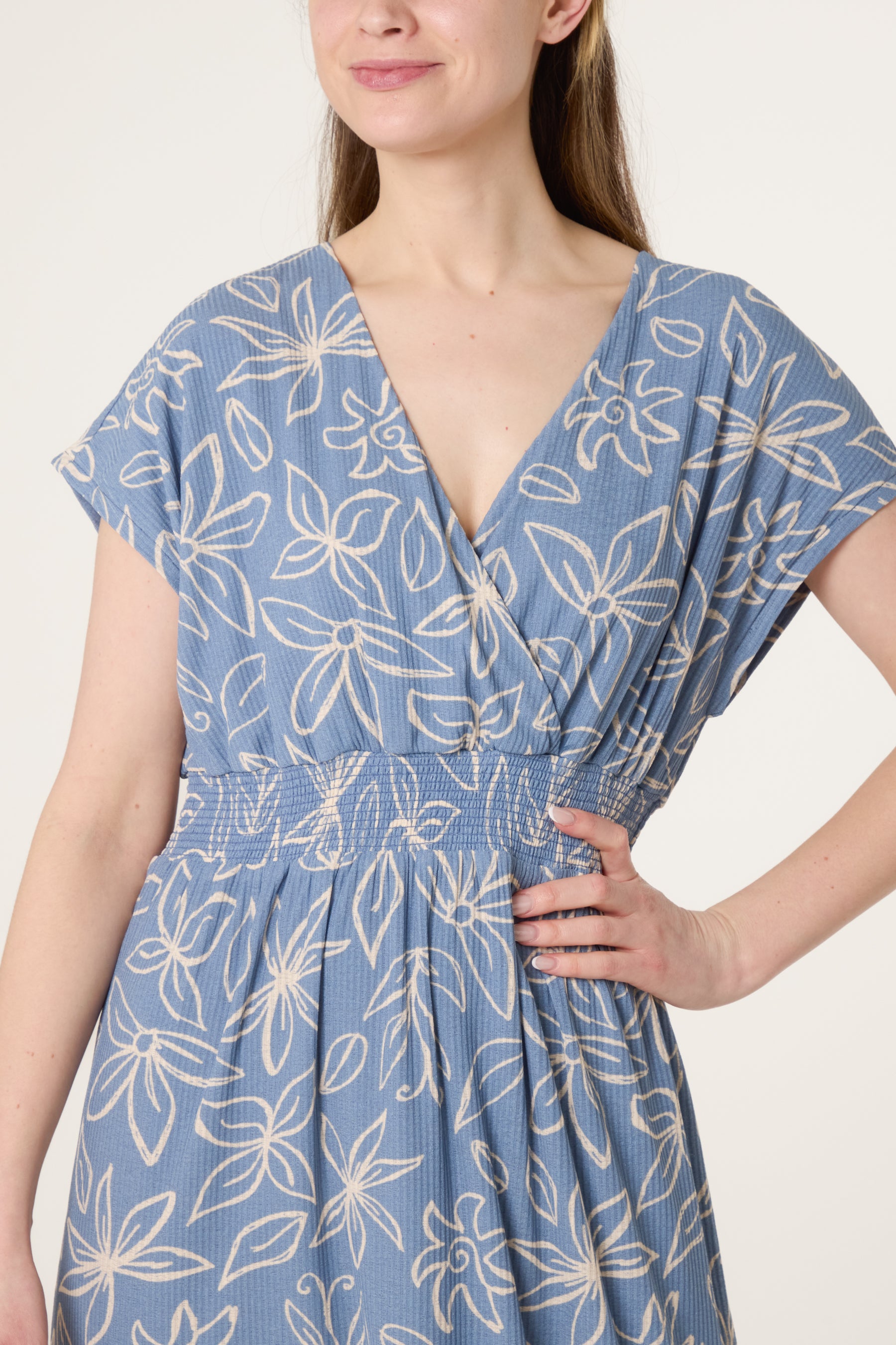 Wrap Front Tropical Flower Dress