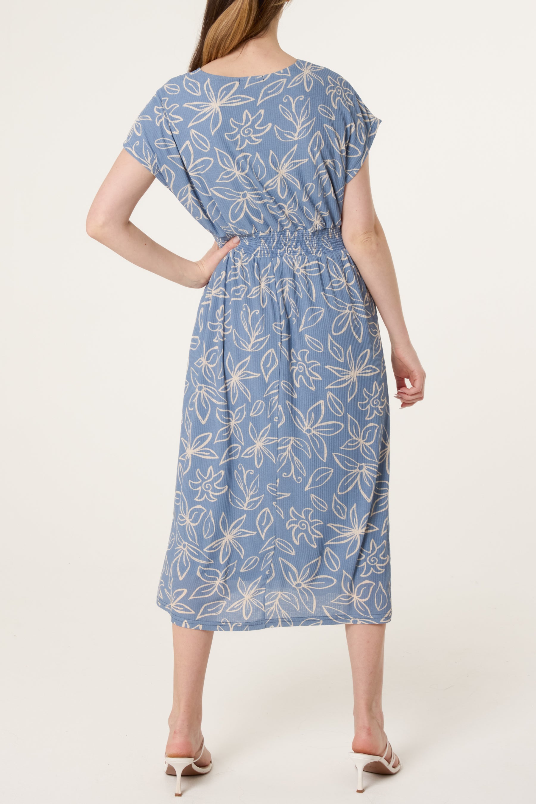 Wrap Front Tropical Flower Dress