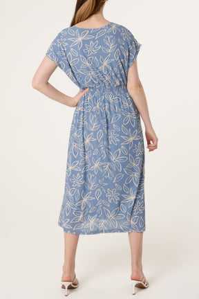 Wrap Front Tropical Flower Dress