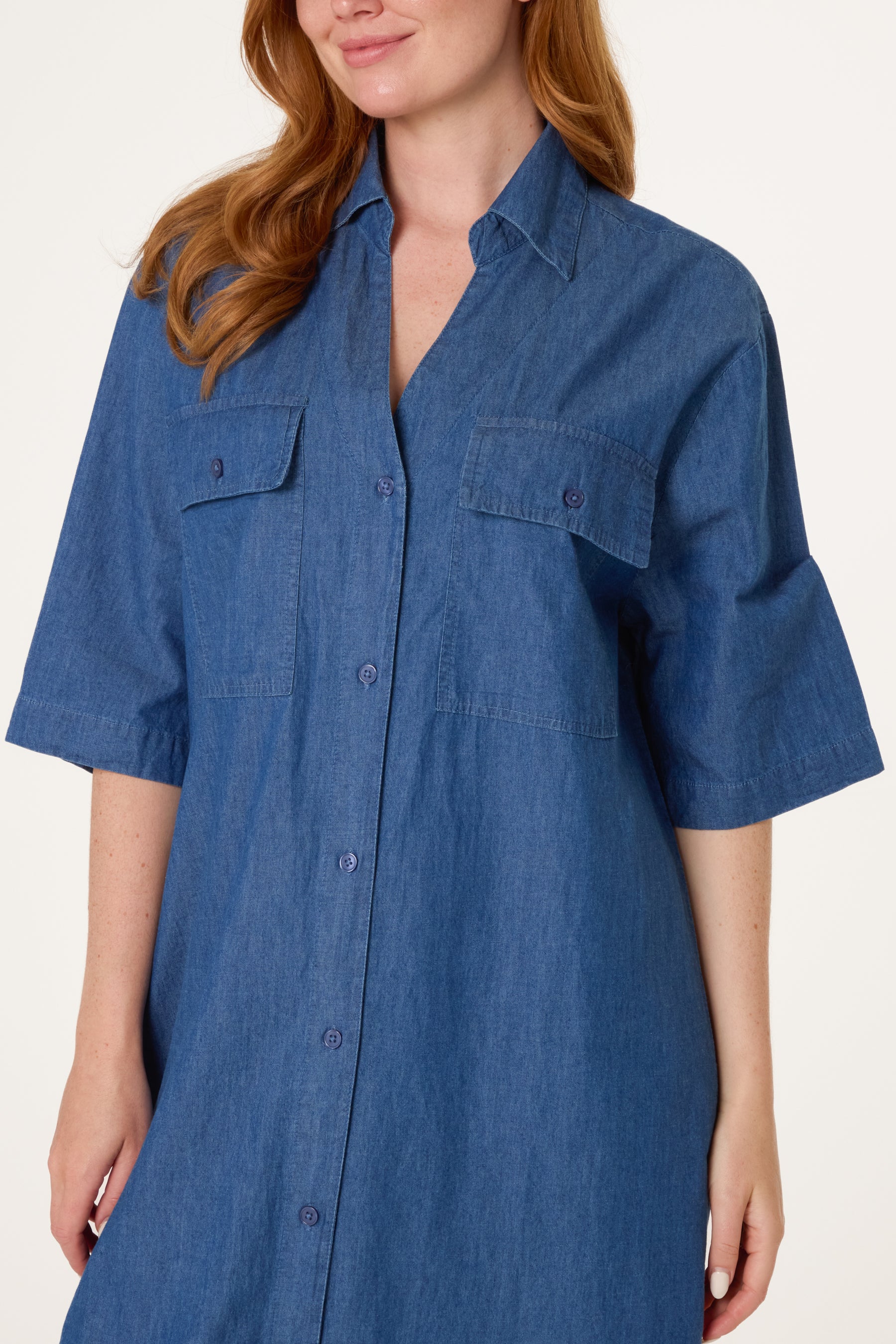 Button Front Shirt Midi Dress