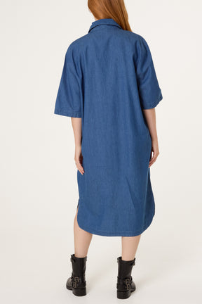Button Front Shirt Midi Dress