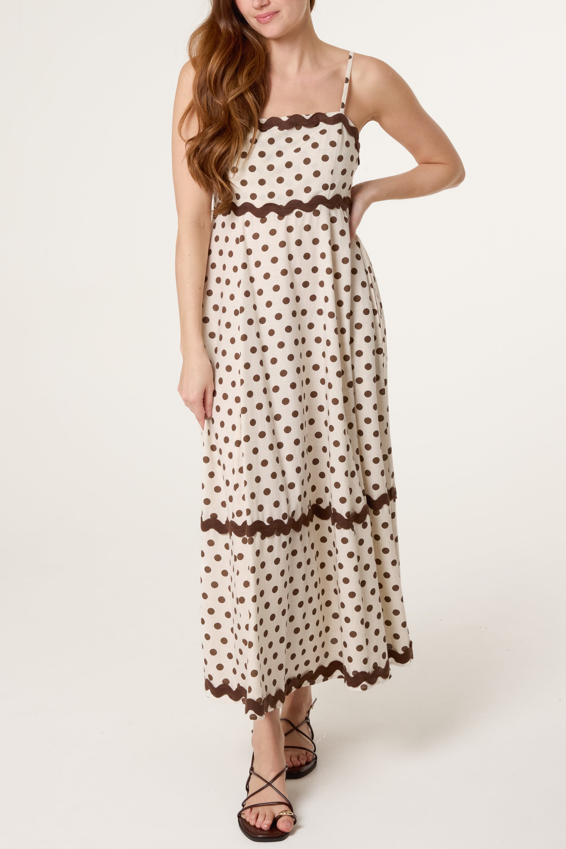 Polka Dot Ric Rac Strappy Dress