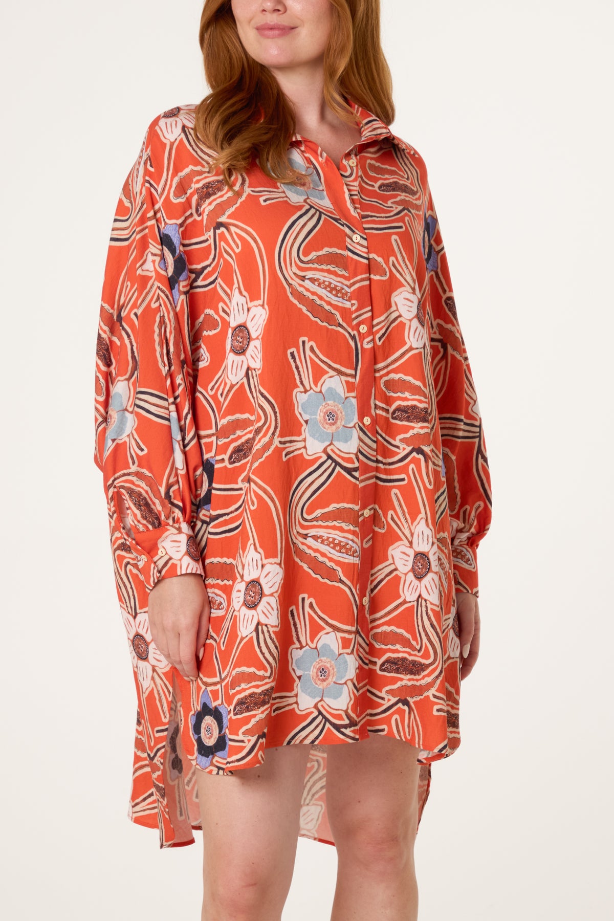 Floral Oversized Shirt Dress