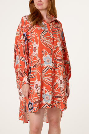 Floral Oversized Shirt Dress