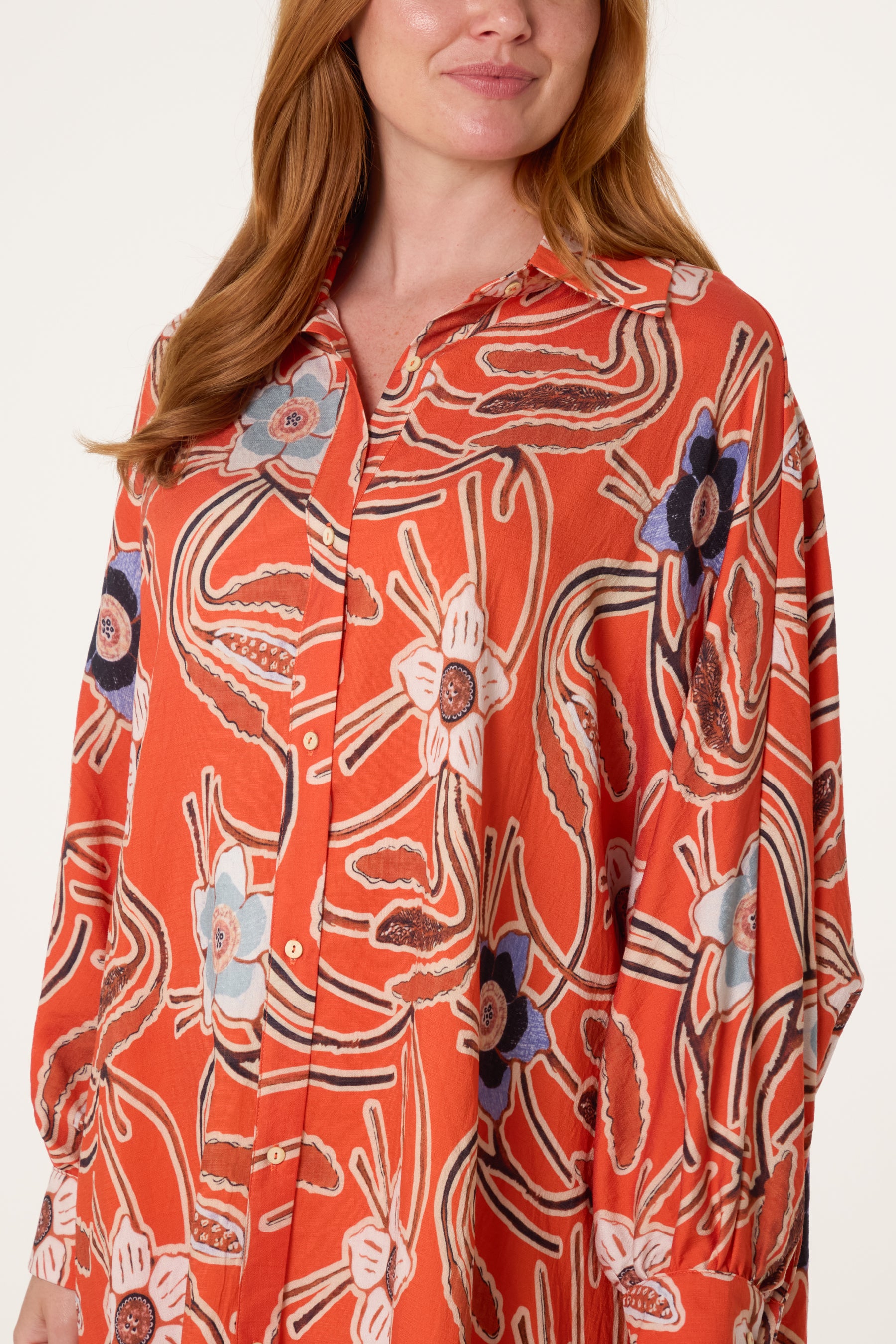 Floral Oversized Shirt Dress