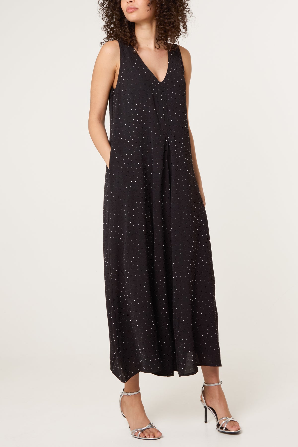 Diamante Embellished Wide Leg Jumpsuit