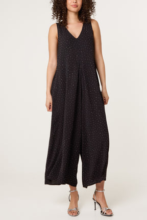 Diamante Embellished Wide Leg Jumpsuit
