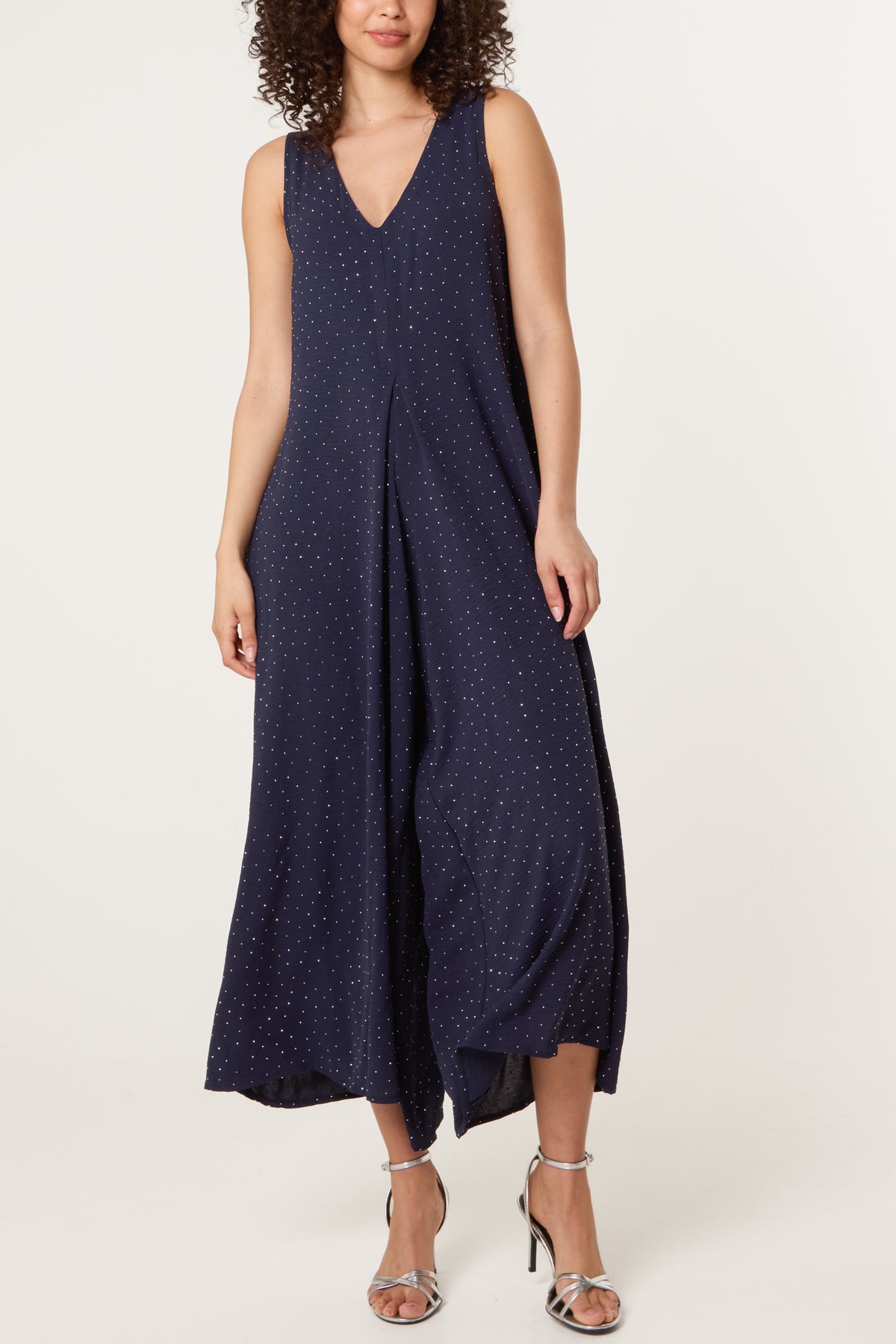Diamante Embellished Wide Leg Jumpsuit