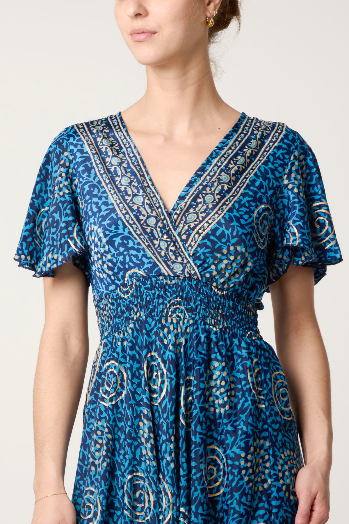 V-Neck Spirals Pattern Dress